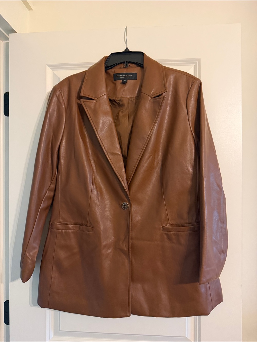 Marc New York Brown Faux Leather Blazer Jacket